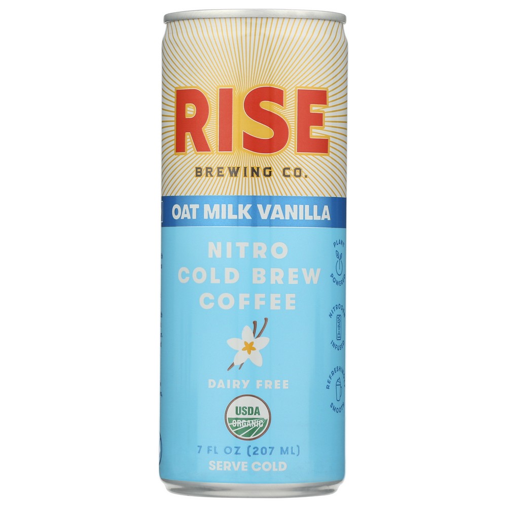 Rise Brewing Co. F1011030007001,  Oat Milk Vanilla Nitro Cold Brew Latte 7 Fluid Ounce,  Case of 12