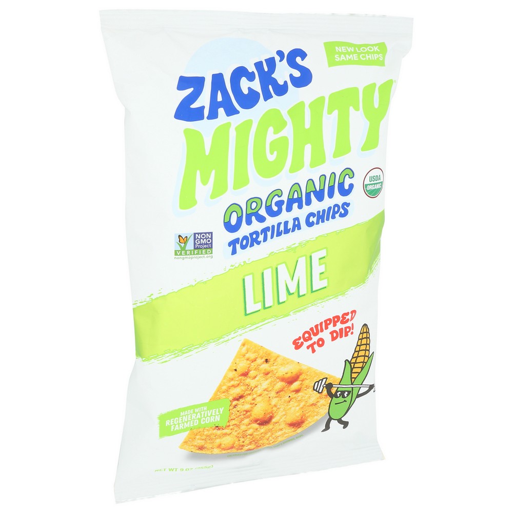 Zacks Mighty Chips Tortilla Lime - 9 Ounce,  Case of 9