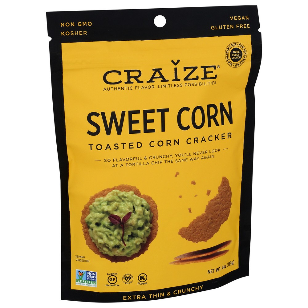 Craize , Sweet Corn Sweet Corn Toasted Corn Crackers 4 Ounce,  Case of 6