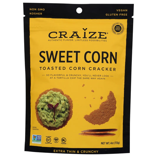 Craize , Sweet Corn Sweet Corn Toasted Corn Crackers 4 Ounce,  Case of 6