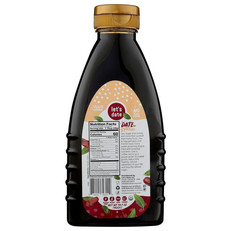 Lets Date Syrup Date Organic - 14 Ounce, Case of 6