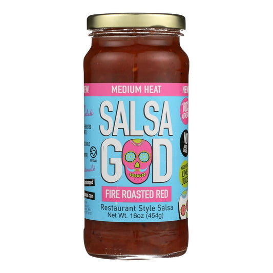 Salsa God Medium Fire Roasted Red Salsa  - Case of 6 - 16 Ounce