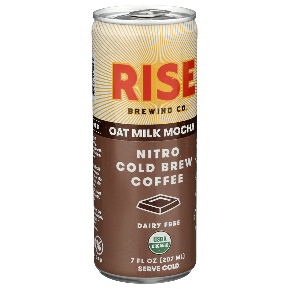 Rise Brewing Co. F1011020007004, Mocha Nitro Cold Brew Latte - 4Pack Oat Milk Mocha Nitro Cold Brew Latte - 4Pack 7 Fluid Ounce,  Case of 12