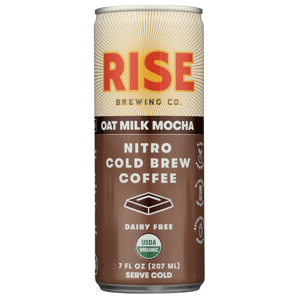 Rise Brewing Co. F1011020007004, Mocha Nitro Cold Brew Latte - 4Pack Oat Milk Mocha Nitro Cold Brew Latte - 4Pack 7 Fluid Ounce,  Case of 12