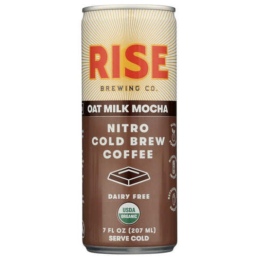 Rise Brewing Co. F1011020007004, Mocha Nitro Cold Brew Latte - 4Pack Oat Milk Mocha Nitro Cold Brew Latte - 4Pack 7 Fluid Ounce,  Case of 12