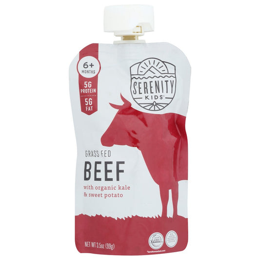 Serenity Kids® Skbef001, Organicanic Baby Food Pouch, Grass Fed Beef With Organicanic Kale And Sweet Potato 3.5 Ounce,  Case of 6