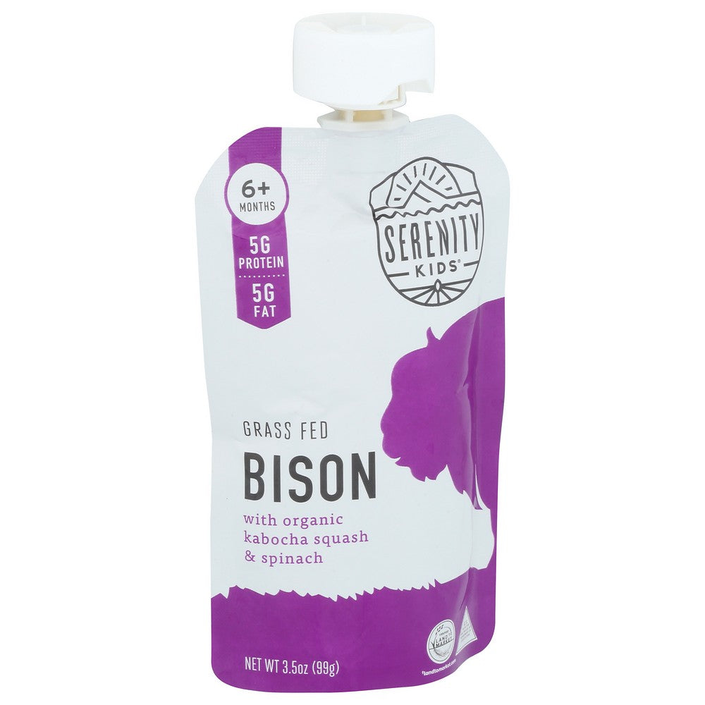 Serenity Kids® Skbis001, Bison W Organicanic Kabocha Squash Spinach Pouch, Grass Fed Bison With Organicanic Kabocha Squash And Spinach 3.5 Ounce,  Case of 6