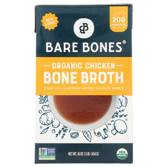 Bare Bones Lb-0005, Bare Bones Chicken Bone Broth, 16 Oz.,  Case of 8