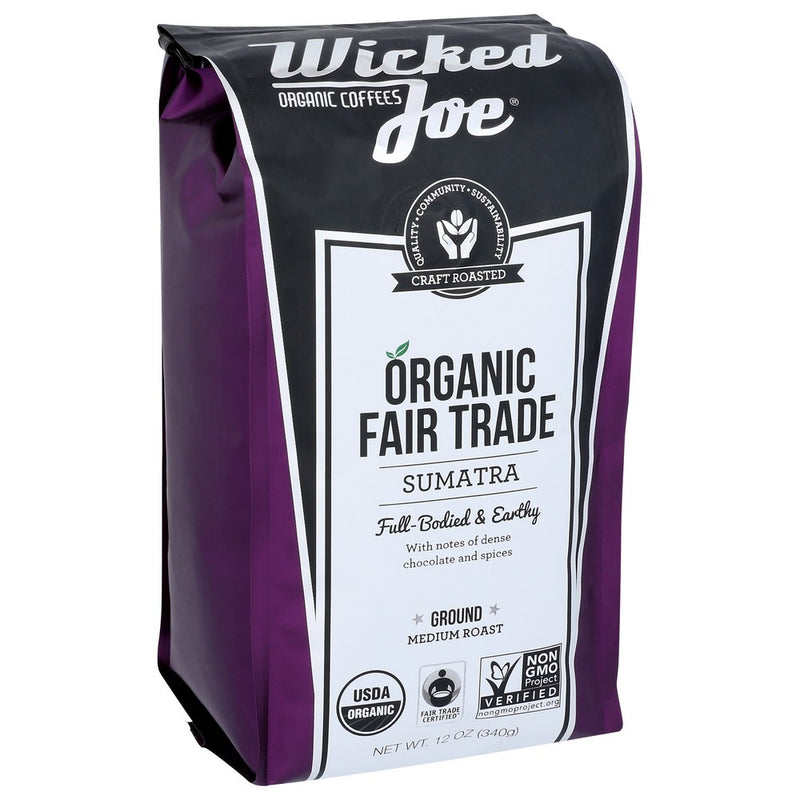 Wicked Joe Coffee Coffee Sumatra Ground - 12 Ounce, Case of 6