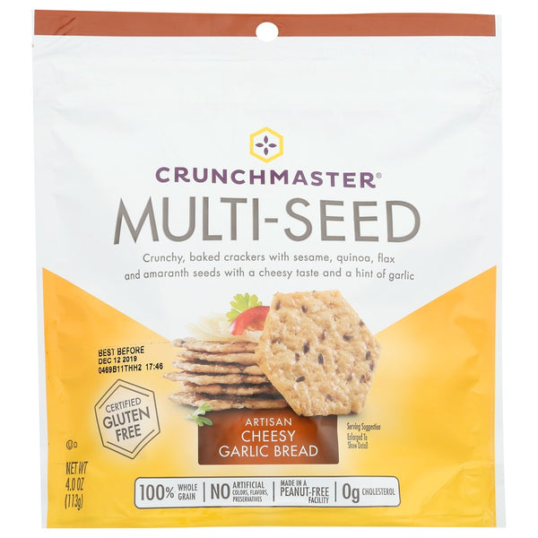 Crunchmaster® 40007Ncd12Cm, Multi Seed Artisan Cheesy Garlic Bread Cracker 4 Ounce,  Case of 12
