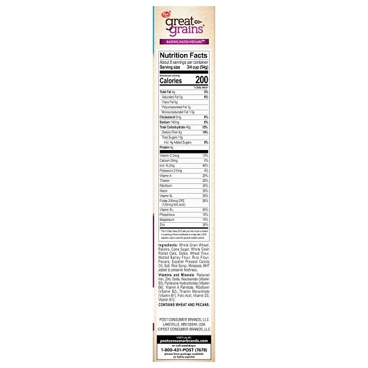 Post Consumer Brands Raisin, Date, And Pecan, 16 Ounce, 12 Per Case