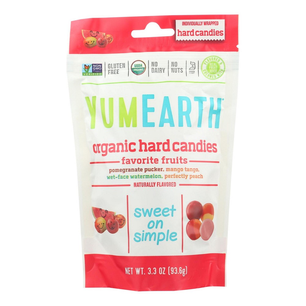 Yummy Earth Organic Candy Drops Freshest Fruit - 3.3 oz - Case of 6