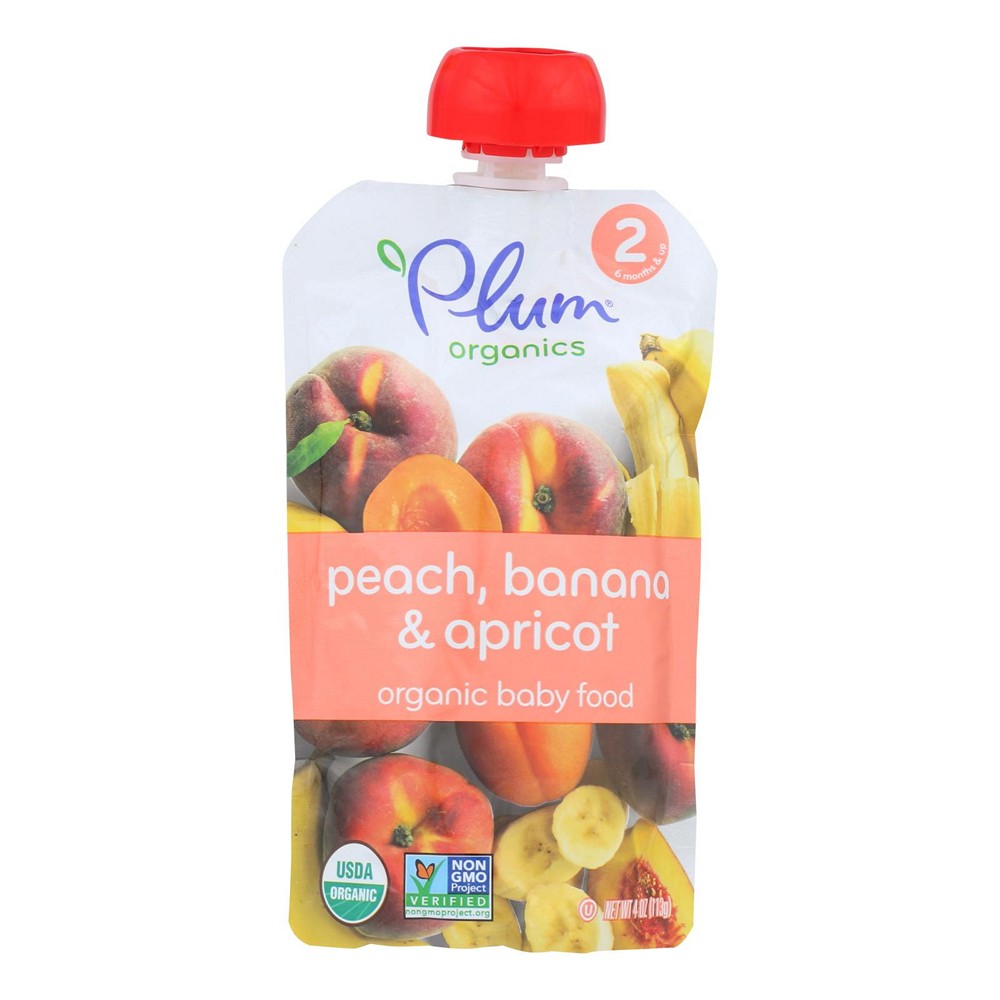 Plum Organics - Baby Fd Og2 Pch Aprct&ban - Case of 12-4 OZ