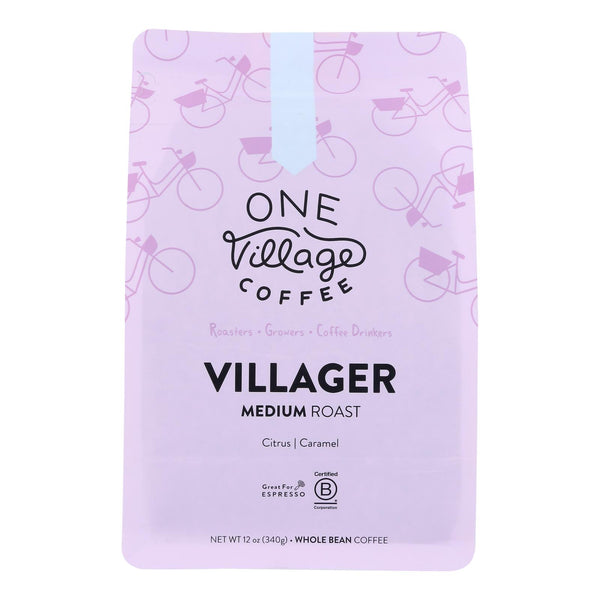 One Village Coffee - Coffee Villager Medium Whole Bean - Case of 6-12 Ounce