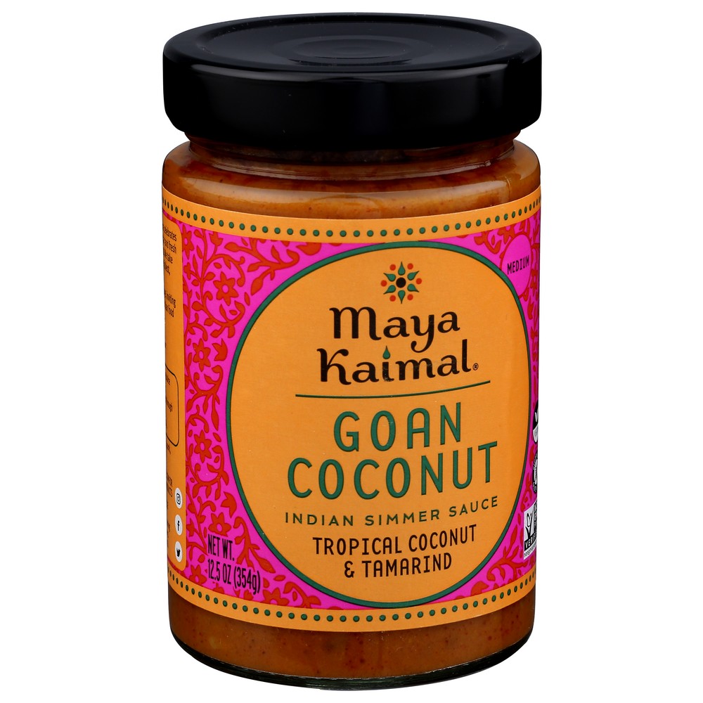 Maya Kaimal Foods 9050, Tropical Coconut And Tamarind Indian Simmer Sauce Maya Kaimal Simmer Sauce Glass 12.5 Ounce,  Case of 6