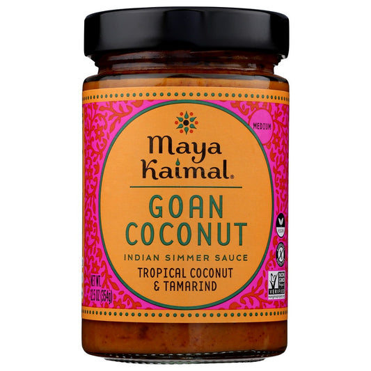 Maya Kaimal Foods 9050, Tropical Coconut And Tamarind Indian Simmer Sauce Maya Kaimal Simmer Sauce Glass 12.5 Ounce,  Case of 6