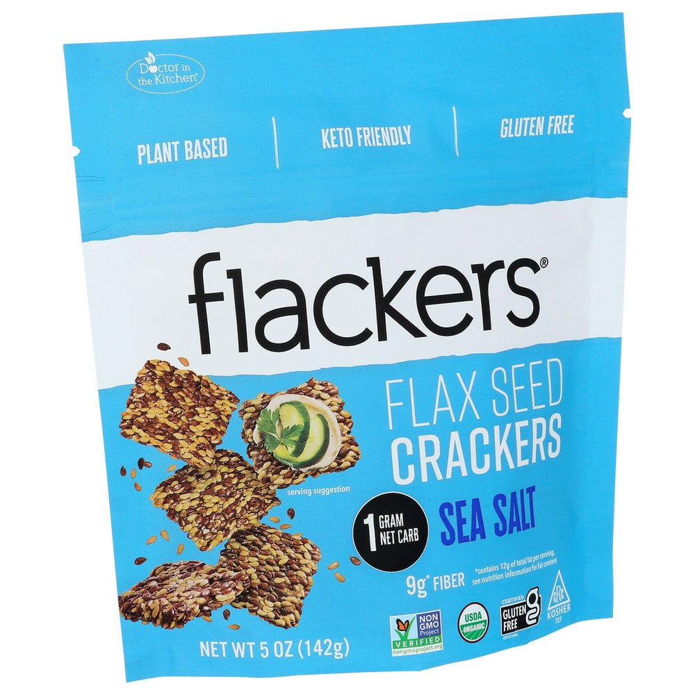 Flackers® 5010, Flacker’S Sea Salt Organicanic Flax Seed Crackers, 5 Oz.,  Case of 6