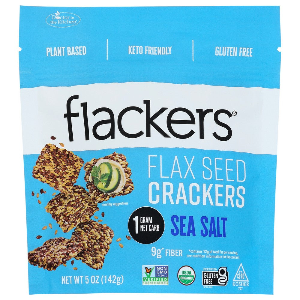 Flackers® 5010, Flacker’S Sea Salt Organicanic Flax Seed Crackers, 5 Oz.,  Case of 6