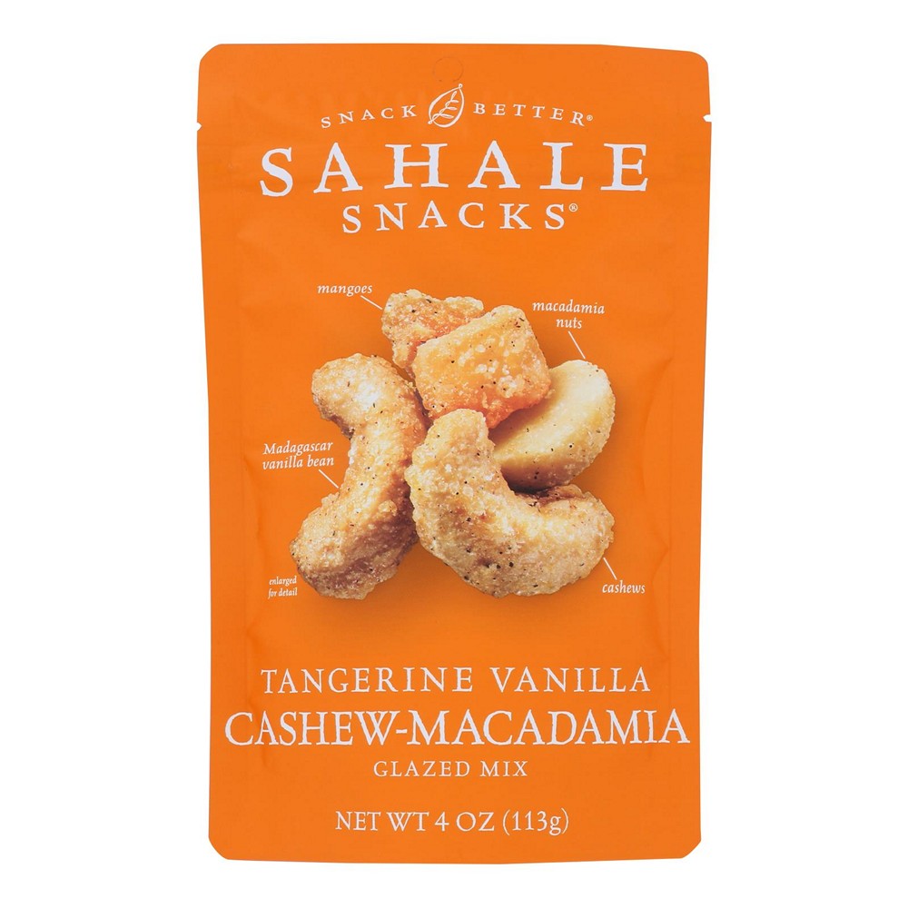 Sahale Tangerine Vanilla Cashew-Macadamia Glazed Snack Mix  - Case of 6 - 4 OZ