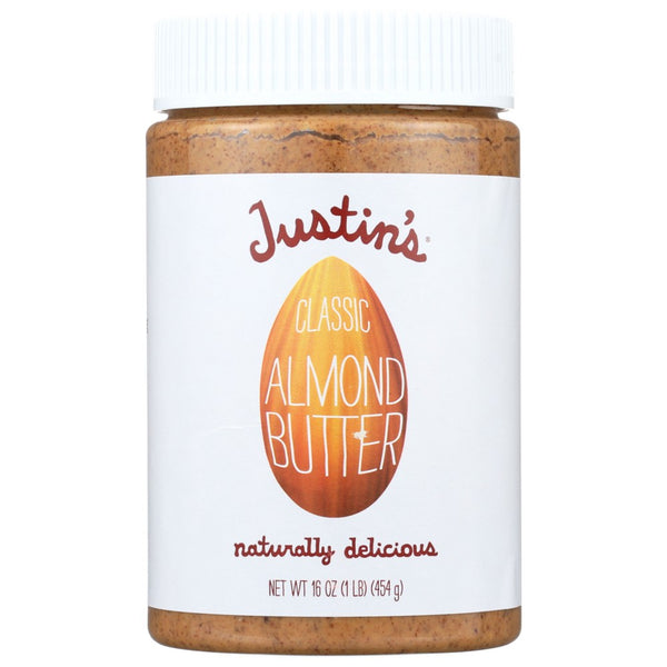 Justins Nut Butter Almnd Classic Jar - 16 Ounce, Case of 6