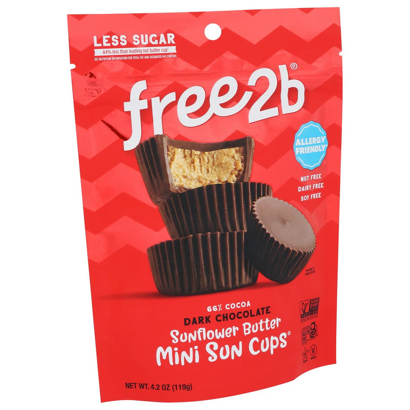 Free2b Foods Chocolate Cup Dark Mini - 4 Ounce, Case of 6