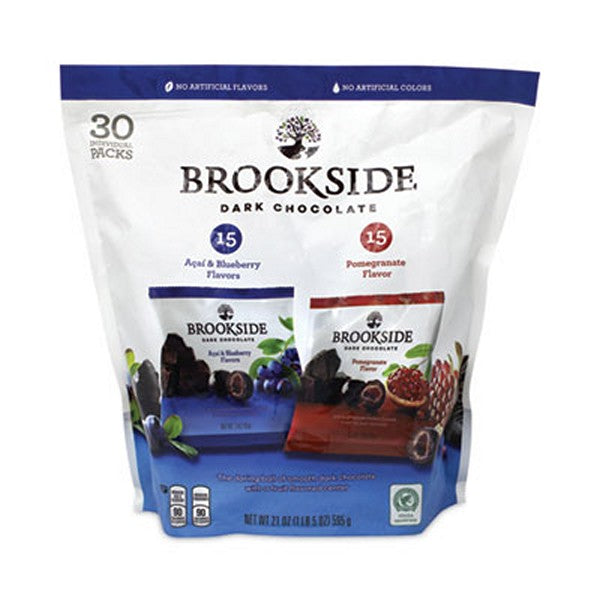 BROOKSIDE Dark Chocolate Fruit, Acai Blueberry and Pomegranate, 30 Pouches/Bag