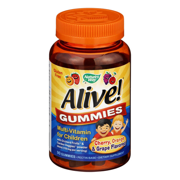 Nature's Way - Alive! Gummies Multi-Vitamin for Children - Cherry Grape and Orange - 90 Gummies