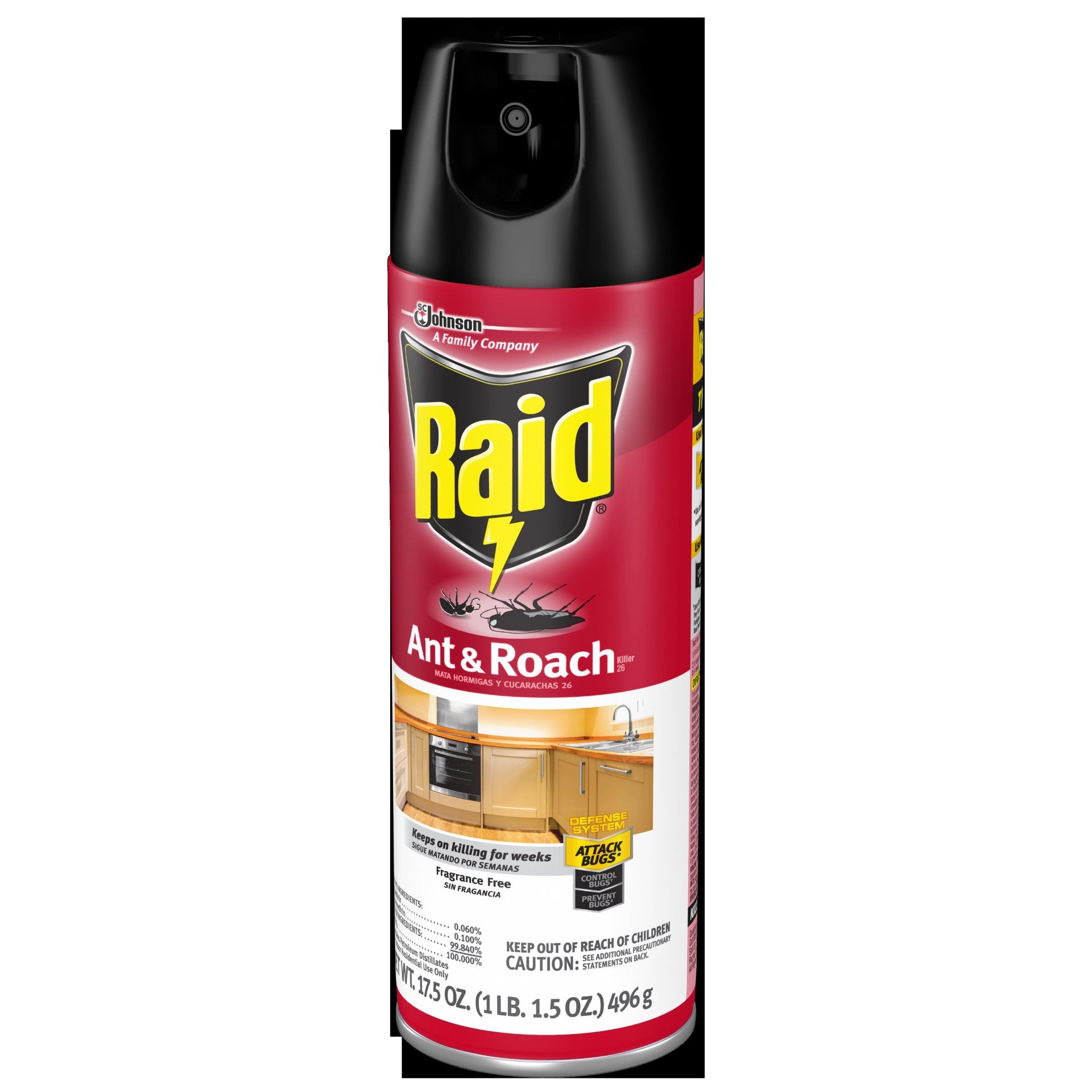 Raid Ant&Roach Aerosol Fragrance Free  12 - 17.5 Oz