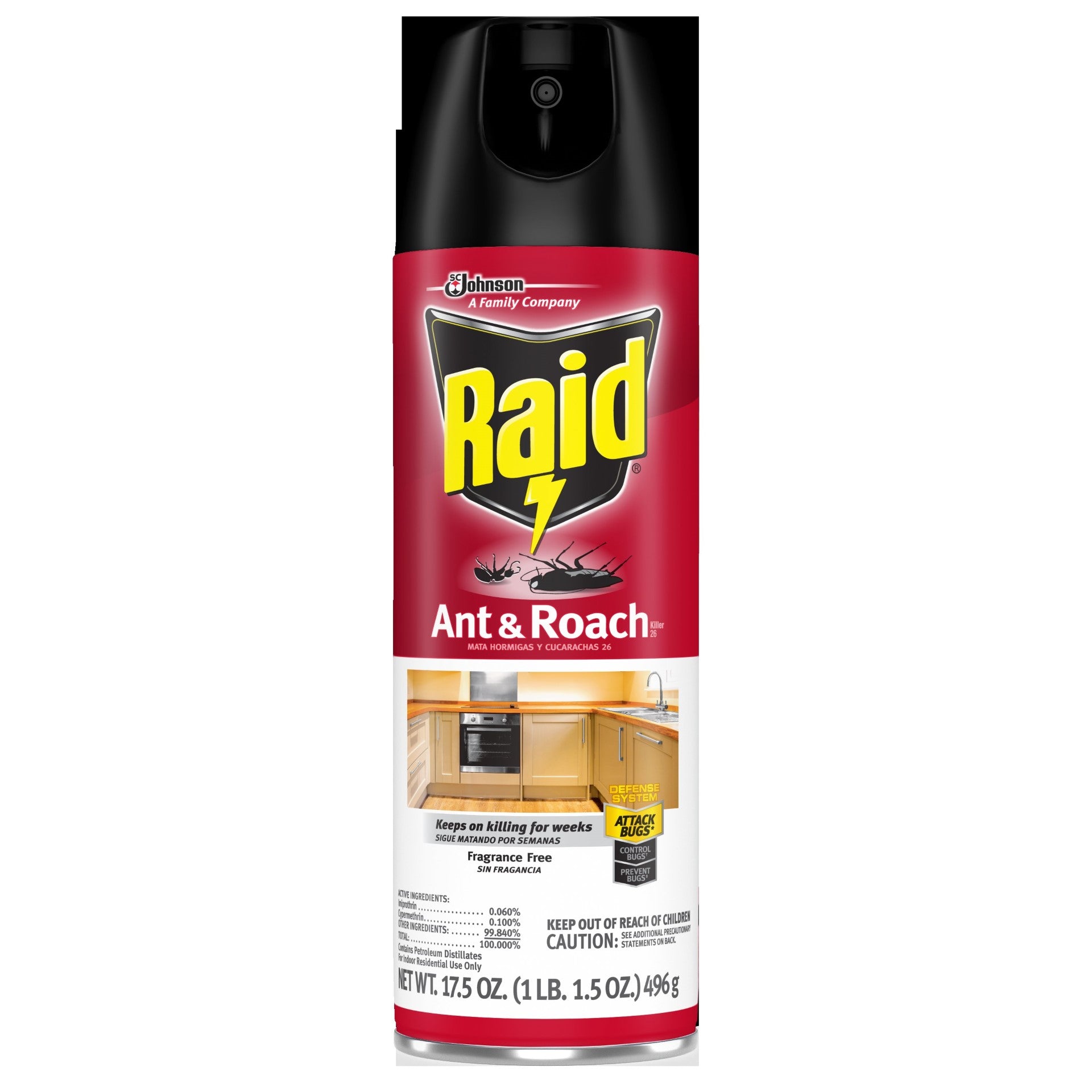 Raid Ant&Roach Aerosol Fragrance Free  12 - 17.5 Oz