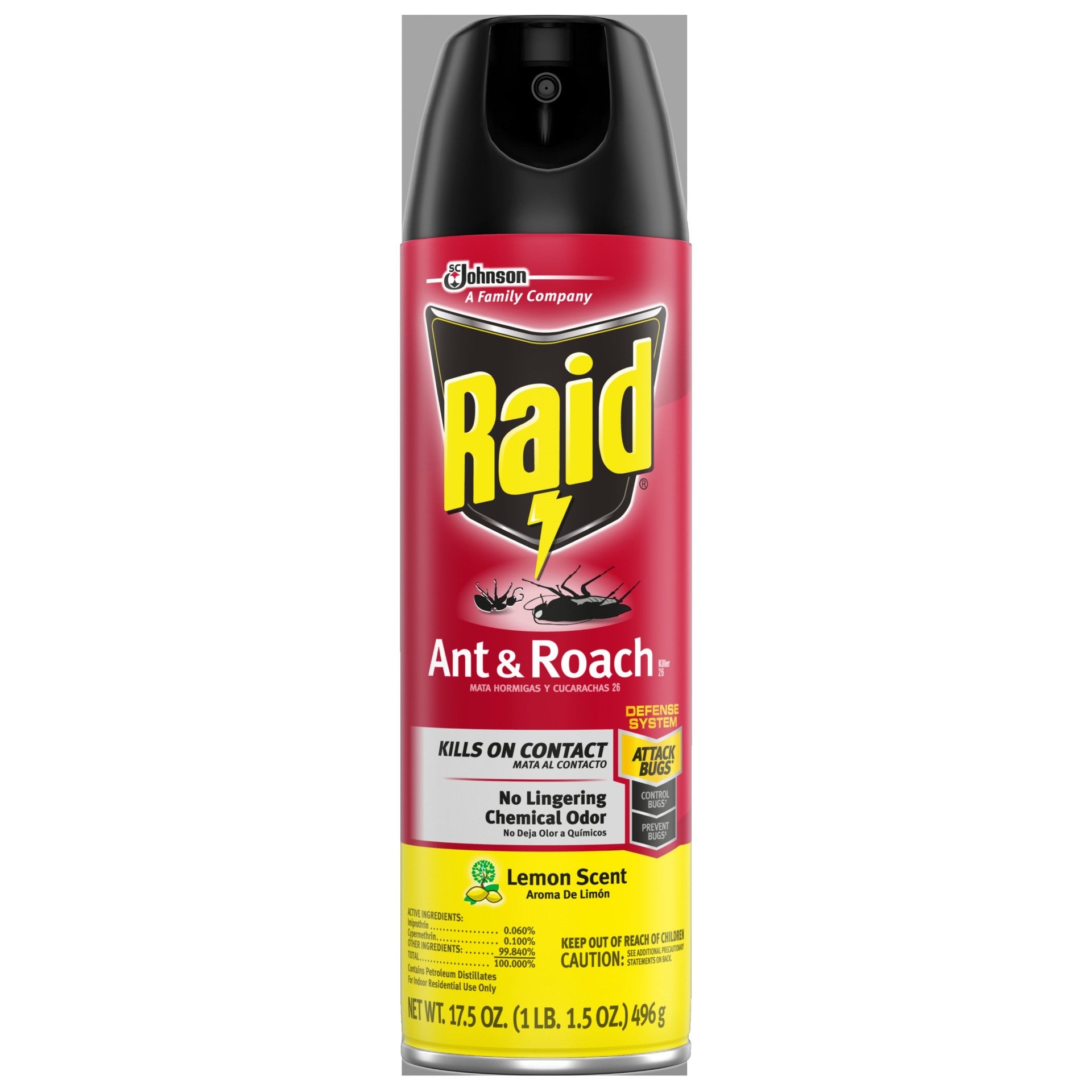Raid Ant&Roach Lemon Aerosol  12 - 17.5 Oz