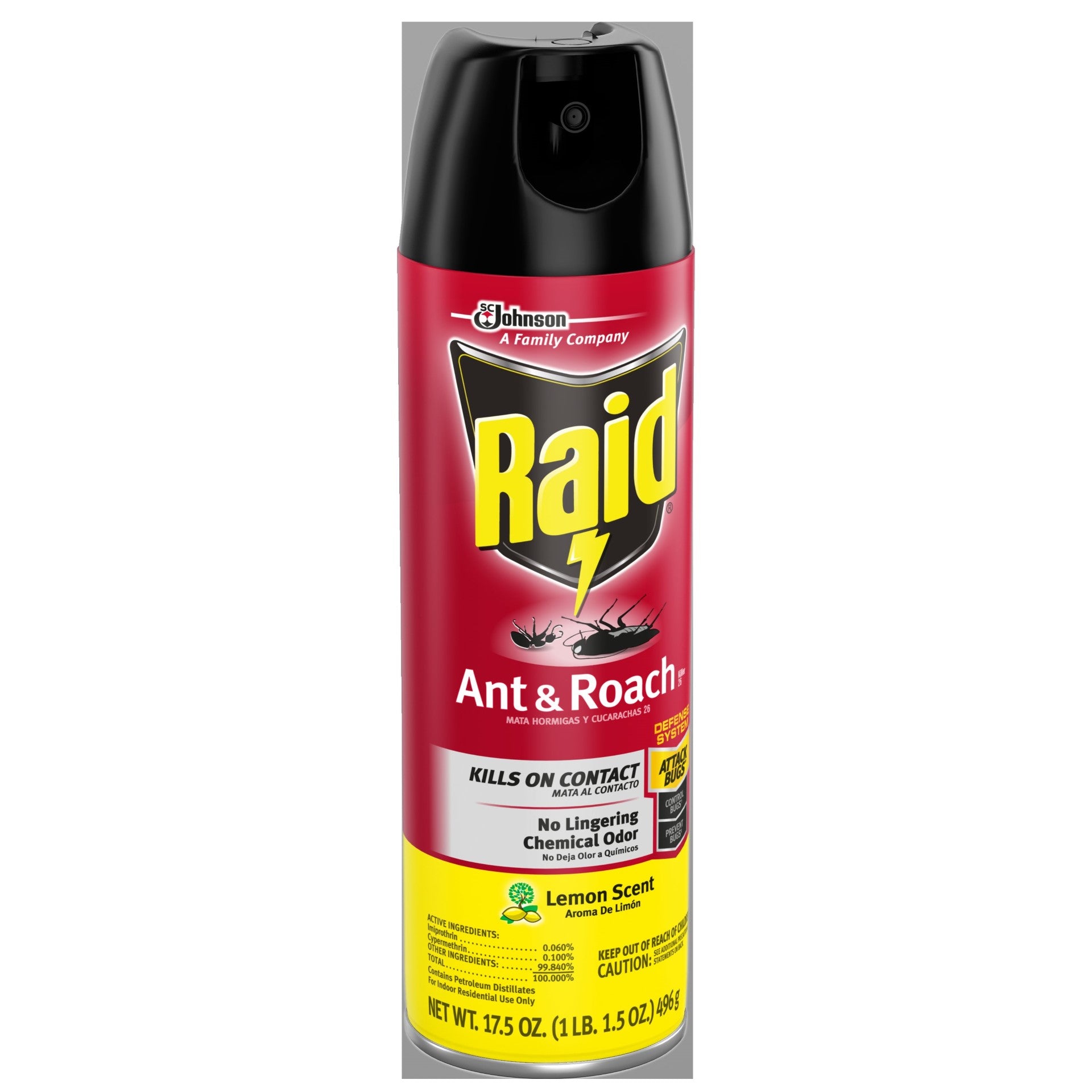Raid Ant&Roach Lemon Aerosol  12 - 17.5 Oz