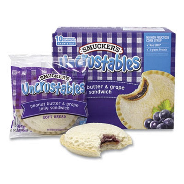 Smucker's Uncrustables Soft Bread Sandwiches, Grape Jelly, 2 Oz, 10 Sandwiches/pack, 2 Packs/box