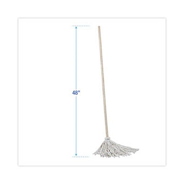 Boardwalk® Handle/deck Mops, 12 Oz White Cotton Head, 48" Oak Wood Handle, 6/pack