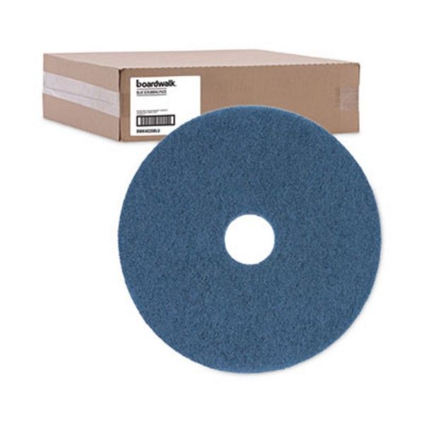 Boardwalk® Scrubbing Floor Pads, 20" Diameter, Blue, 5/carton