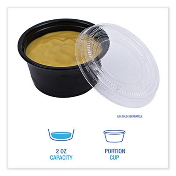 Boardwalk® Souffle/portion Cups, 2 Oz, Polypropylene, Black, 20 Cups/sleeve, 125 Sleeves/carton