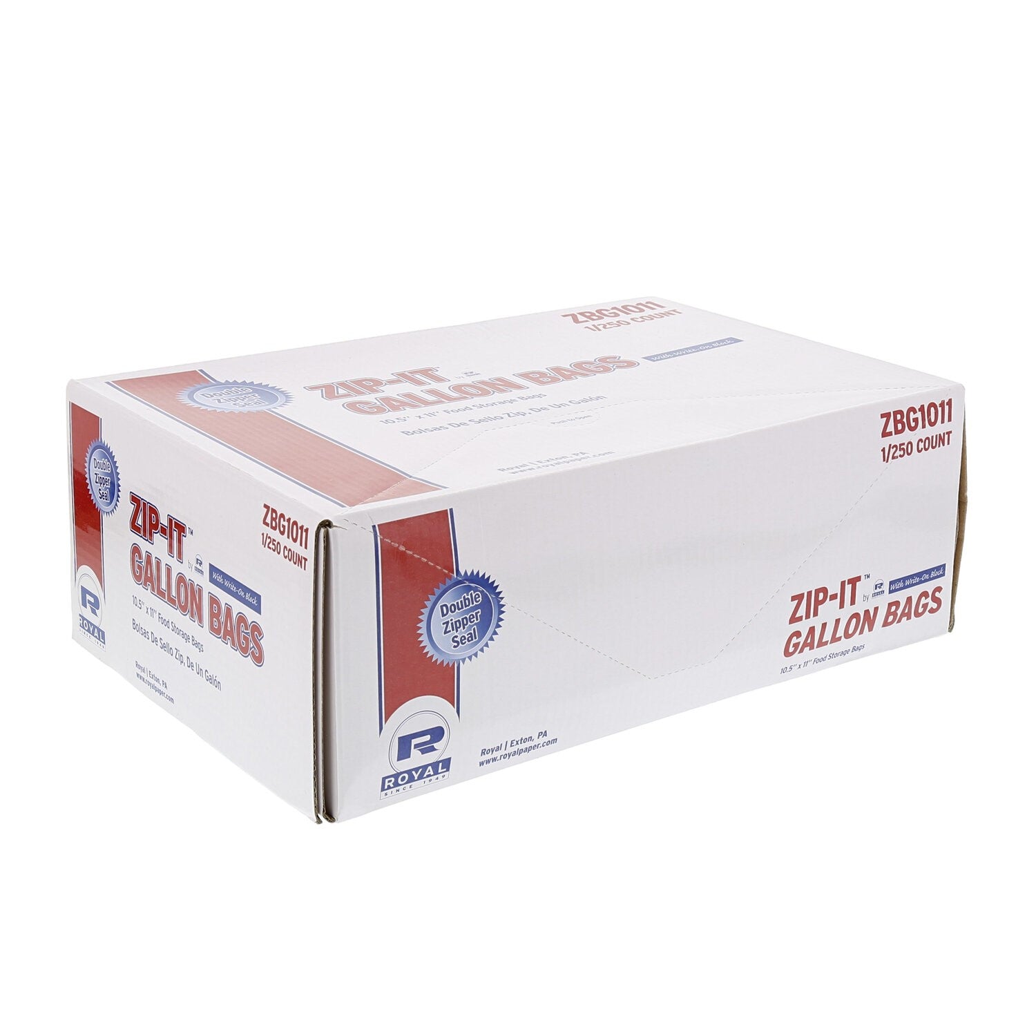 Double Zipper Gallon Bag 10.5" X 11"; Pkd 250