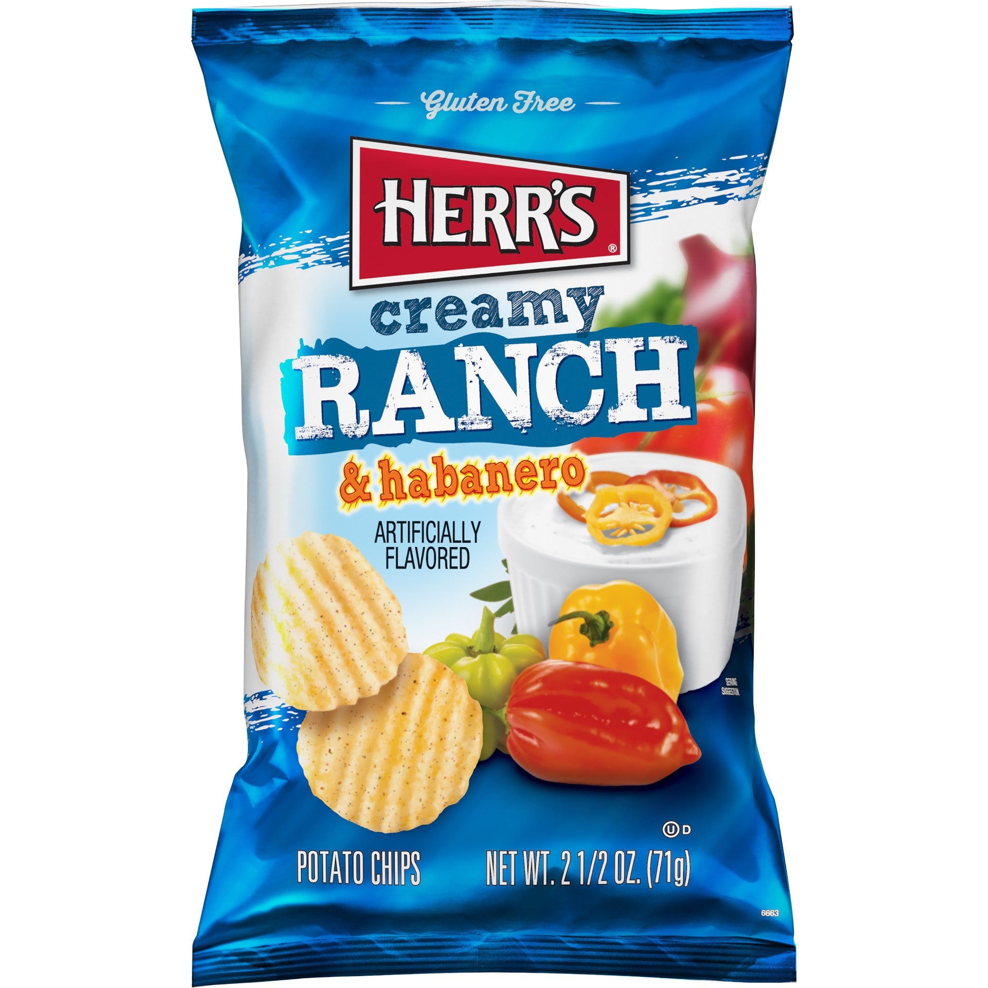 Herr Foods Inc Creamy Ranch Habanero Chips 2.5 Ounce Size - 12 Per Case