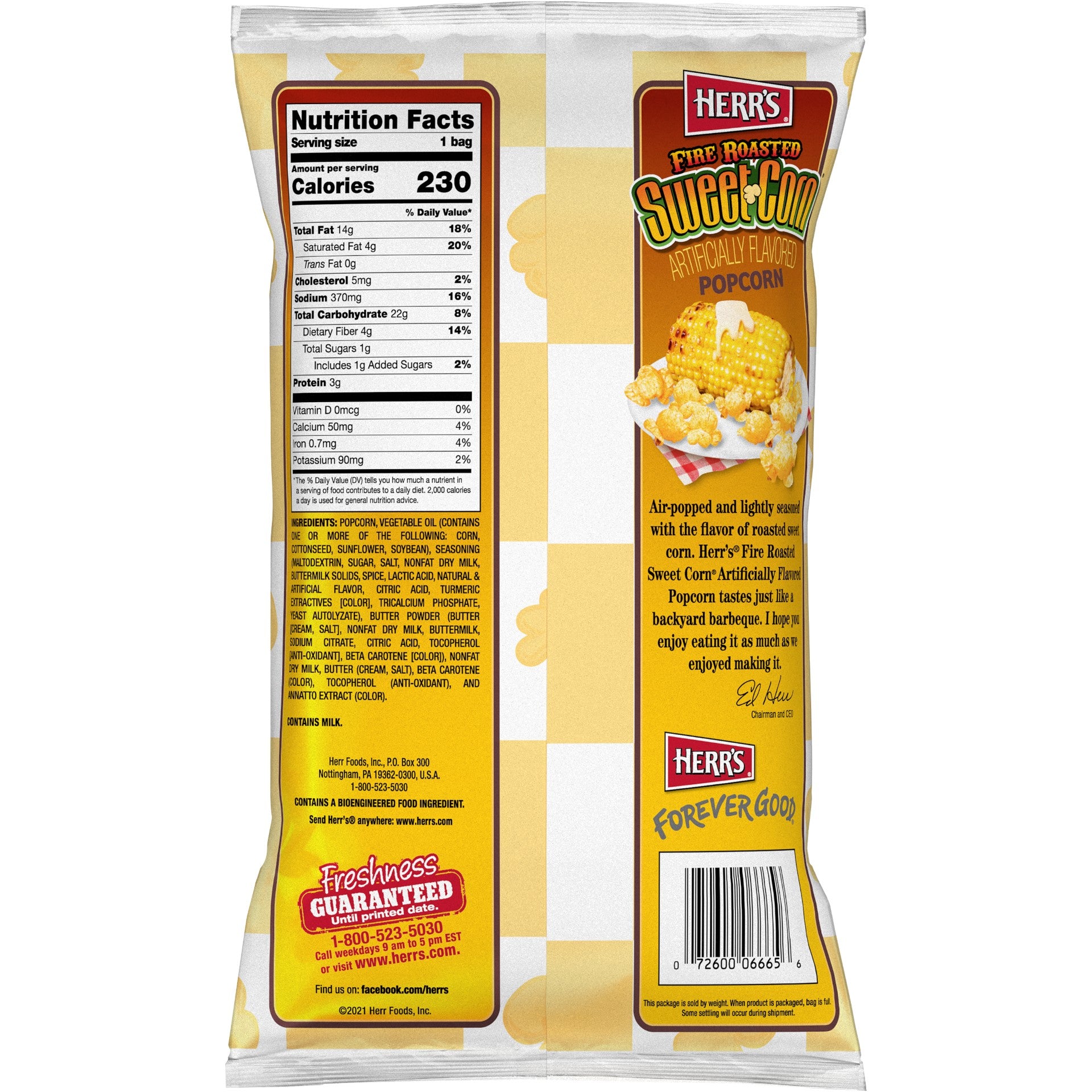Herr Foods Inc Sweet Corn 1.5 Ounce Size - 12 Per Case