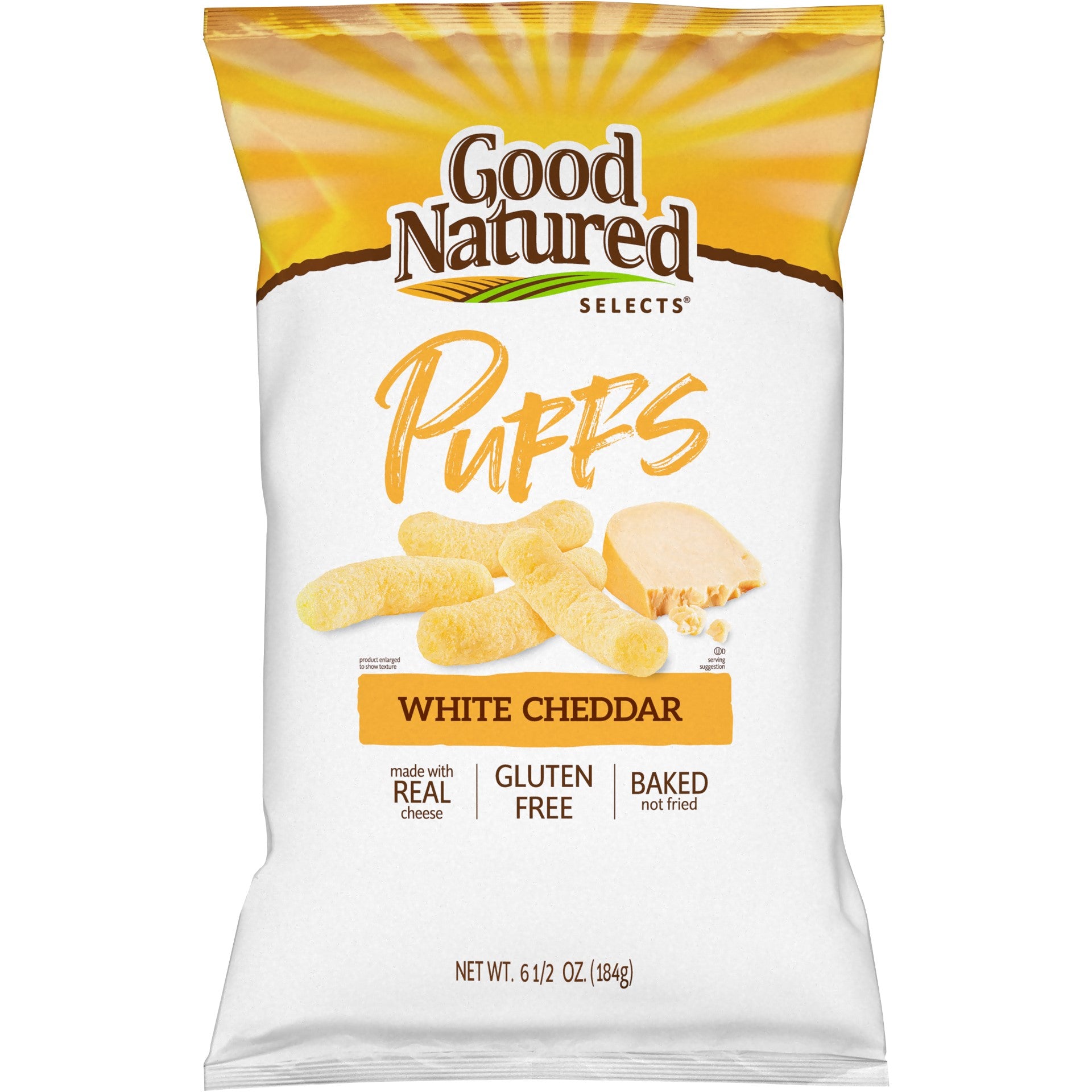 Good Natured Puffs White Cheddar 6.5 Ounce Size - 6 Per Case