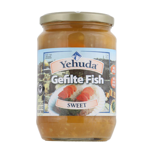 Yehuda Matzo Gelfilte Fish - Sweet - Case of 12 - 24 Ounce.