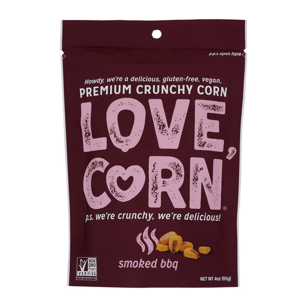 Love Cornﾮ Smoky Premium Crunchy Corn Snack - Case of 12 - 4 Ounce