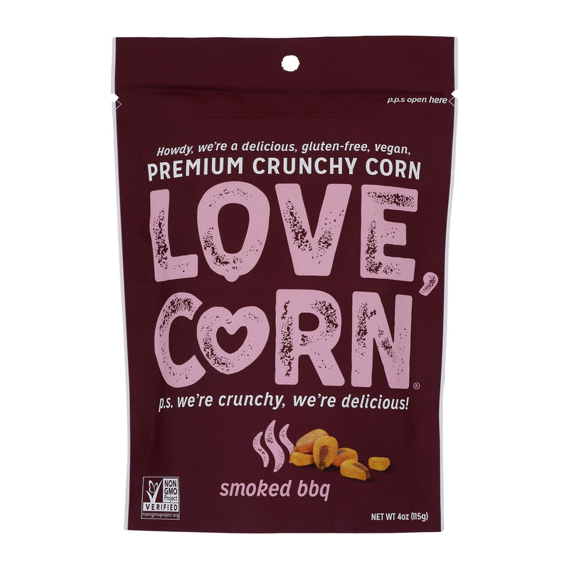 Love Cornﾮ Smoky Premium Crunchy Corn Snack - Case of 12 - 4 Ounce