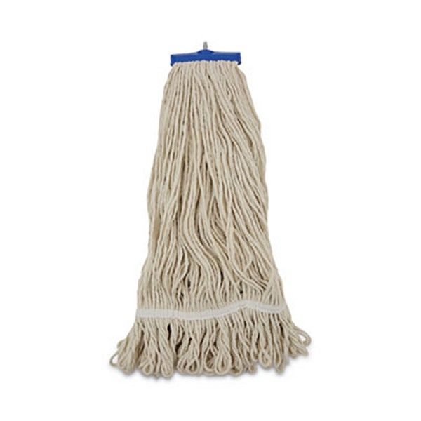 Boardwalk® Mop Head, Lie-Flat Head, Cotton Fiber, 24 oz, White, 12/Carton