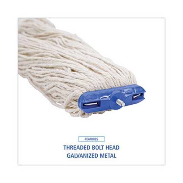 Boardwalk® Mop Head, Lie-Flat Head, Cotton Fiber, 24 oz, White, 12/Carton