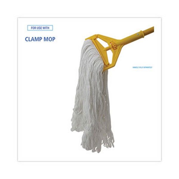 Boardwalk® Pro Loop Web/tailband Wet Mop Head, Rayon, #24 Size, White, 12/carton