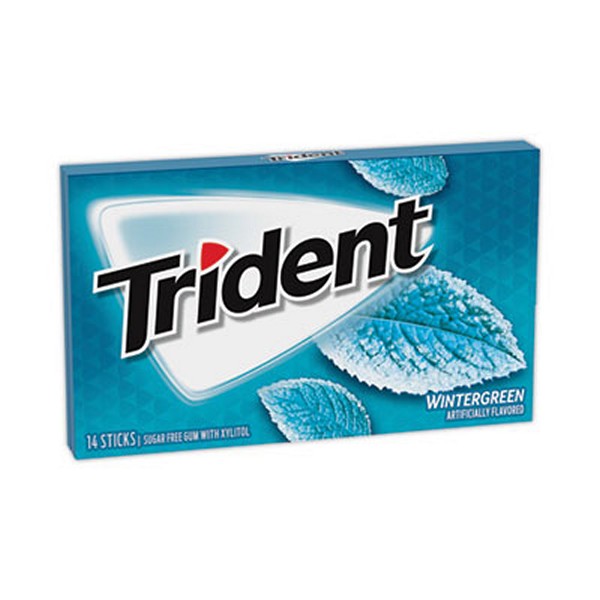 Trident Sugar-Free Gum, Wintergreen, 14 Sticks/Pack, 12 Pack/Box