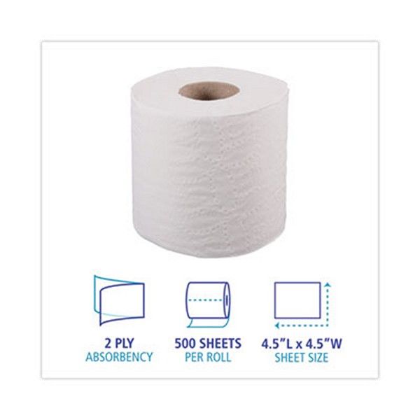 Boardwalk® One-Ply Toilet Tissue, Septic Safe, White, 1,000 Sheets, 96 Rolls/carton