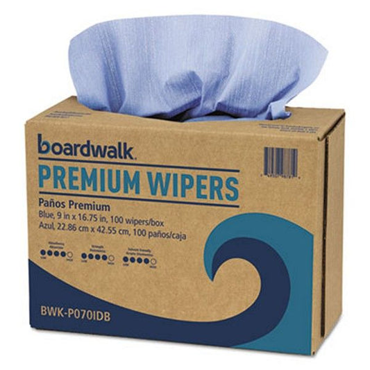 Boardwalk® Hydrospun Wipers, 9 x 16.75, Blue, 100 Wipes/Box, 10 Boxes/Carton