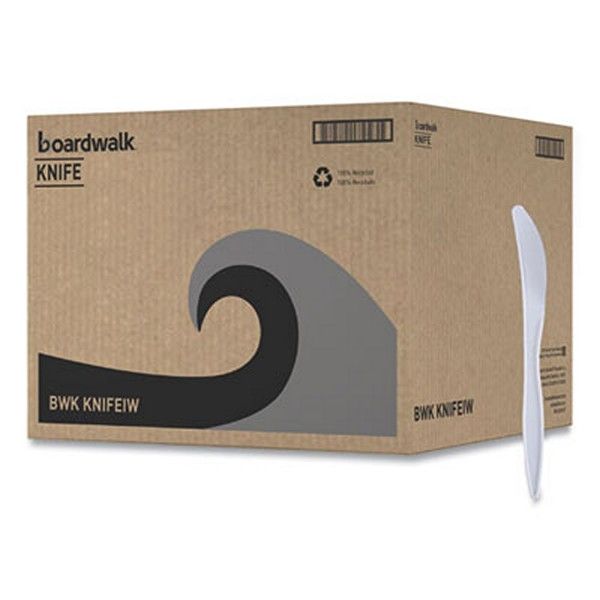 Boardwalk® Mediumweight Wrapped Polypropylene Cutlery, Knives, White, 1,000/carton