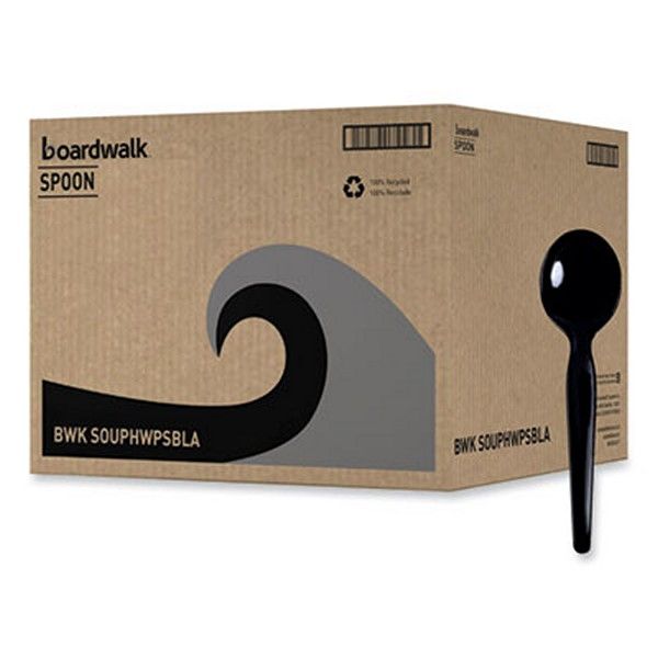 Boardwalk® Heavyweight Polystyrene Cutlery, Soup Spoon, Black, 1000/carton